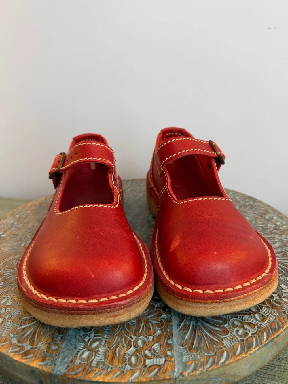 Duckfeet HIMMERLAND GRANATE Red Leather Mary Janes Size 39